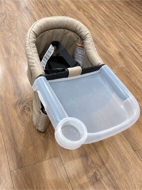 Inglesina Beige Portable Hook-On High Chair Tray with Cup Holder